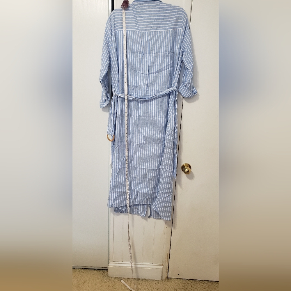 Zara Light Blue and White Striped Dress - Picture 3 of 8
